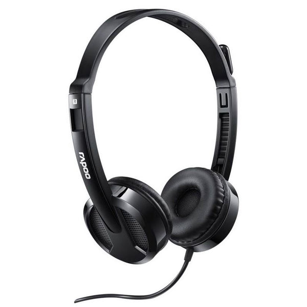 RAPOO H100 Wired Stereo Headsets - HD Voice Rotary Microphone Volume Adjustment 3.5mm Headphones with Audio split adapter cable.