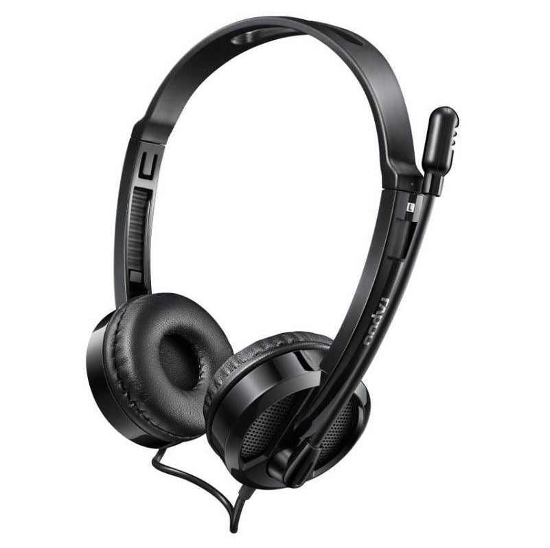 RAPOO H100 Wired Stereo Headsets - HD Voice Rotary Microphone Volume Adjustment 3.5mm Headphones with Audio split adapter cable. - Image 3