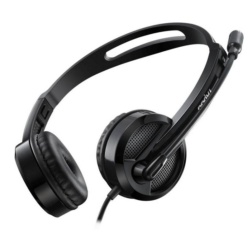 RAPOO H100 Wired Stereo Headsets - HD Voice Rotary Microphone Volume Adjustment 3.5mm Headphones with Audio split adapter cable. - Image 4