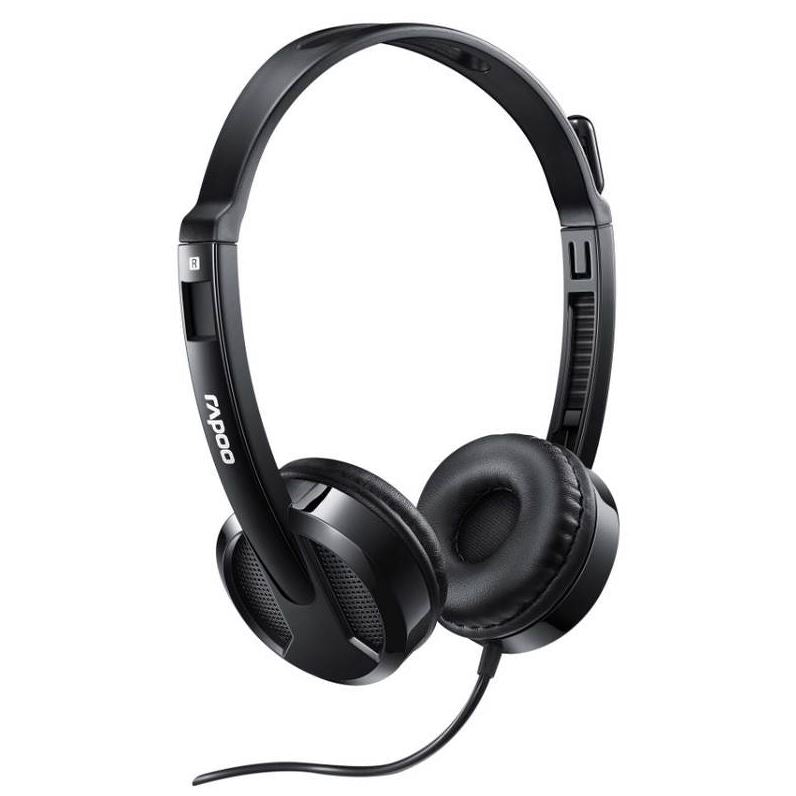 RAPOO H100 Wired Stereo Headsets - HD Voice Rotary Microphone Volume Adjustment 3.5mm Headphones with Audio split adapter cable. - Image 5