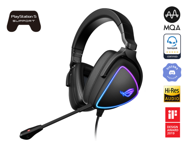 ASUS ROG DELTA S Lightweight USB-C Gaming Headset with AI noise-canceling mic, MQA rendering technology, RGB lighting, PC, Switch & PS5