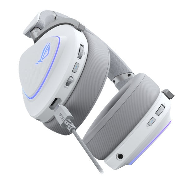 ASUS ROG Delta II Gaming Headset - WH, Tri-Mode (2.4GHz/BT/3.5mm), 50mm Titanium Drivers, 24-bit/96kHz, 32Ω, 20Hz-20kHz, 10mm Mic, 110H Bat, 318g, RGB - Image 4