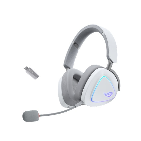 ASUS ROG Delta II Gaming Headset - WH, Tri-Mode (2.4GHz/BT/3.5mm), 50mm Titanium Drivers, 24-bit/96kHz, 32Ω, 20Hz-20kHz, 10mm Mic, 110H Bat, 318g, RGB - Image 5