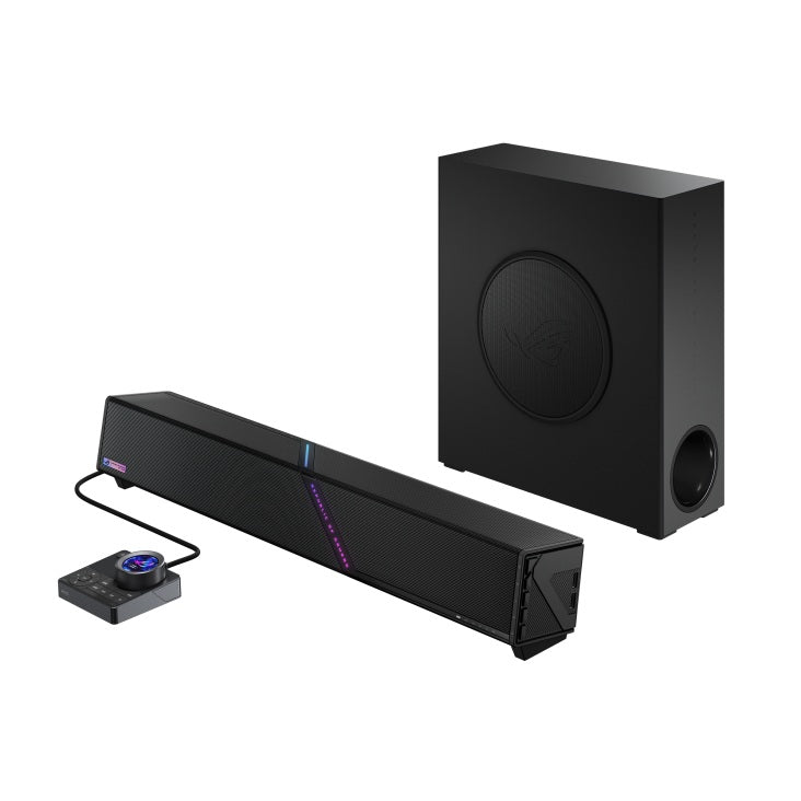 ASUS ROG Gjallar Gaming Soundbar, 2.1.2 Dolby Atmos, 5G Wireless Subwoofer, RGB, USB-C, HDMI 2.1 eARC, Optical, AUX, Bluetooth 5.3 - Image 2