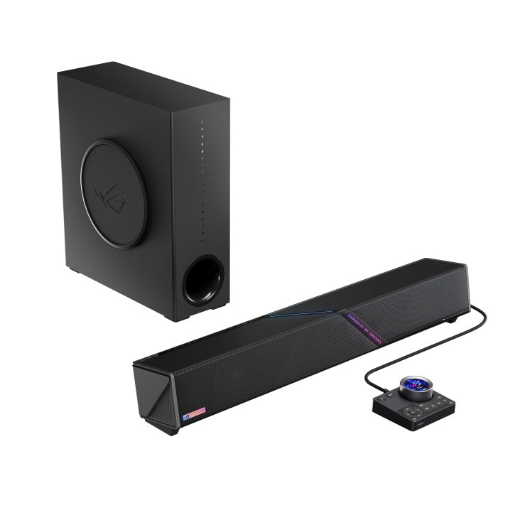ASUS ROG Gjallar Gaming Soundbar, 2.1.2 Dolby Atmos, 5G Wireless Subwoofer, RGB, USB-C, HDMI 2.1 eARC, Optical, AUX, Bluetooth 5.3 - Image 3