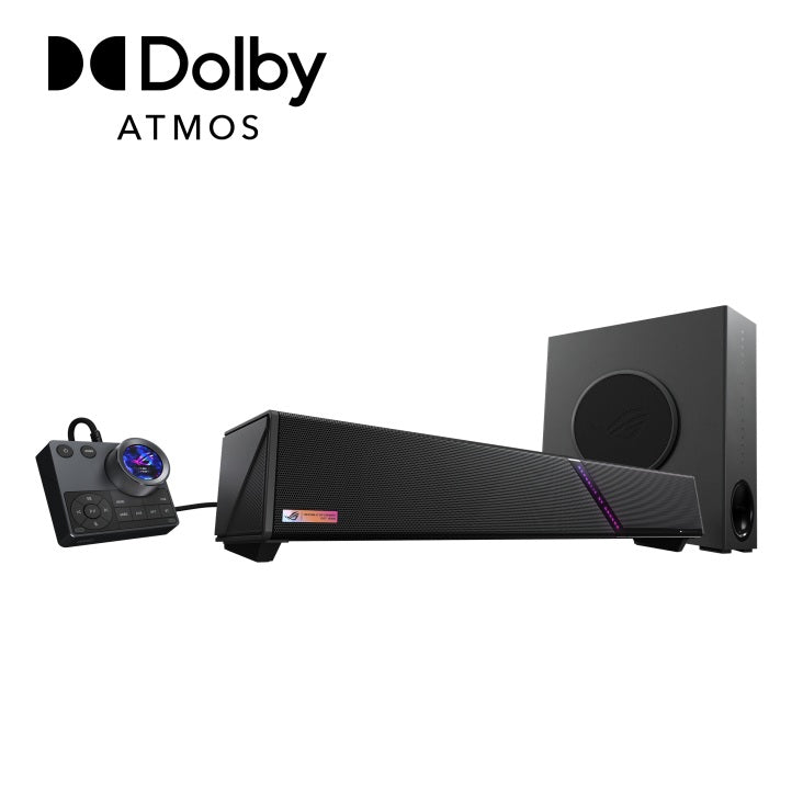 ASUS ROG Gjallar Gaming Soundbar, 2.1.2 Dolby Atmos, 5G Wireless Subwoofer, RGB, USB-C, HDMI 2.1 eARC, Optical, AUX, Bluetooth 5.3 - Image 1