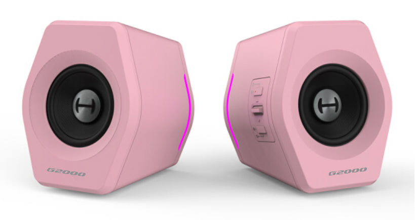 Edifier G2000 Gaming 2.0 Speakers System - Bluetooth V4.2/ USB Sound Card/ AUX Input/RGB 12 Light Effects/ 16W RMS Power Pink - Image 1