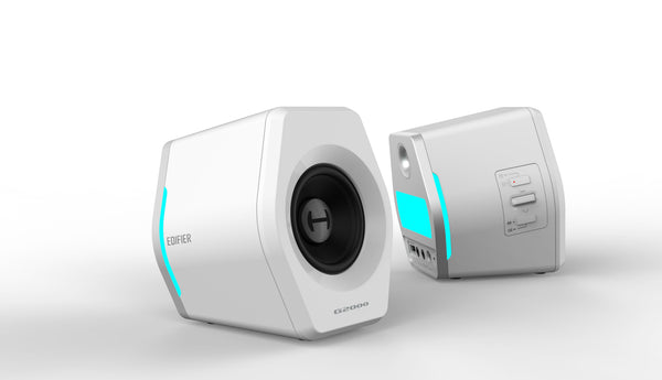 Edifier G2000 Gaming 2.0 Speakers System - Bluetooth V4.2/ USB Sound Card/ AUX Input/RGB 12 Light Effects/ 16W RMS Power White