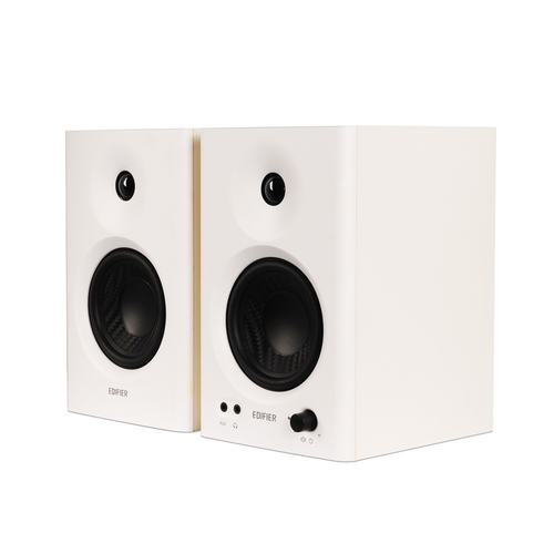Edifier MR4 Studio Monitor - Smooth Frequency, 1" Silk Dome Tweeter, 4"  Diaphragm Woofer, Wooden, RCA TRS, AUX, Ideal for Content Creators -White (LS - Image 2