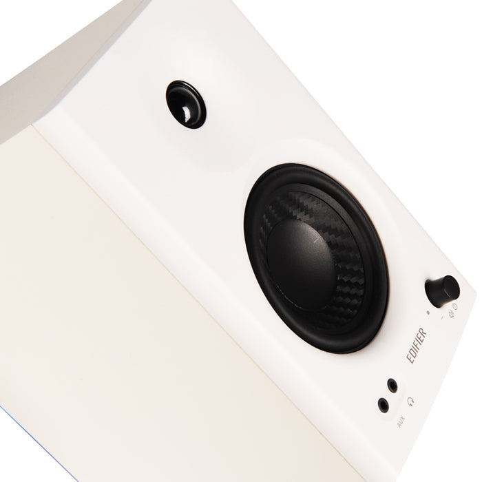 Edifier MR4 Studio Monitor - Smooth Frequency, 1" Silk Dome Tweeter, 4"  Diaphragm Woofer, Wooden, RCA TRS, AUX, Ideal for Content Creators -White (LS - Image 3