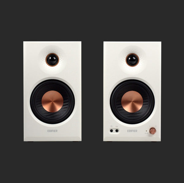 Edifier MR4.5 White Bi-amped studio monitor with flat frequency response for honest reproduction-White