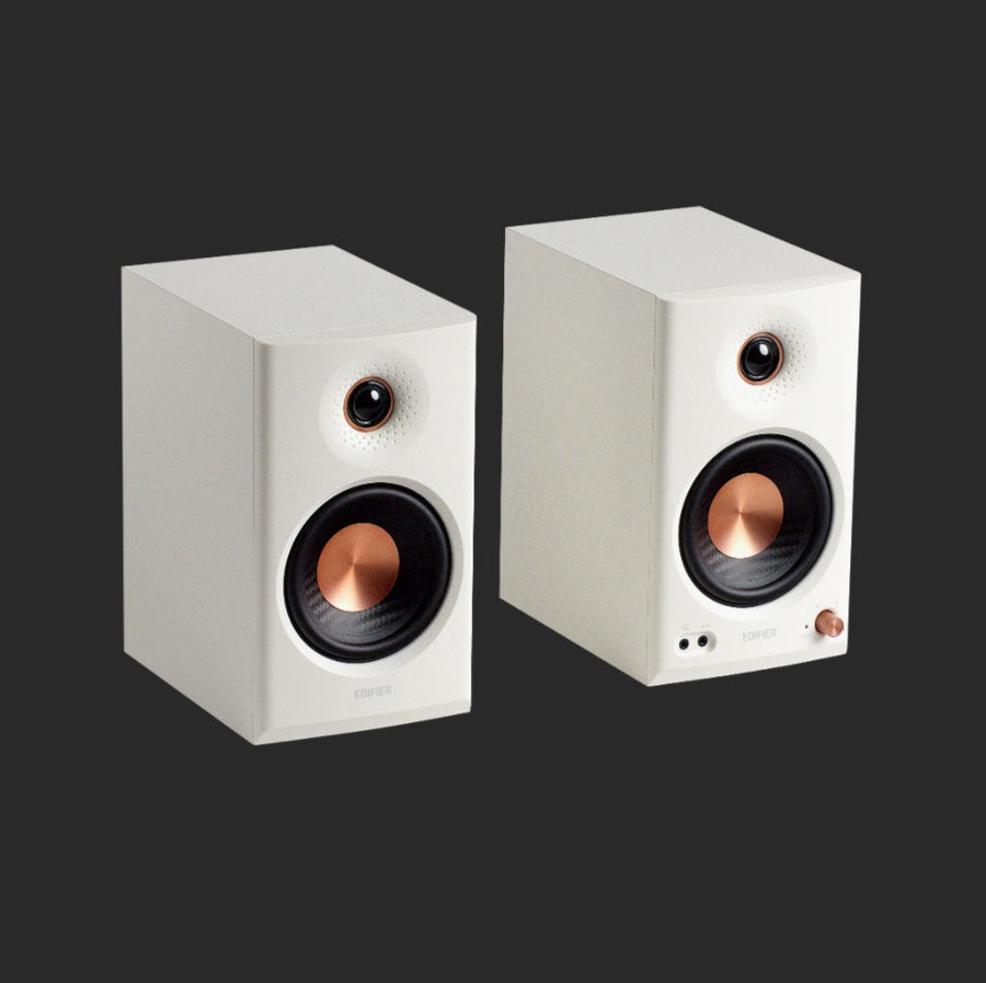 Edifier MR4.5 White Bi-amped studio monitor with flat frequency response for honest reproduction-White