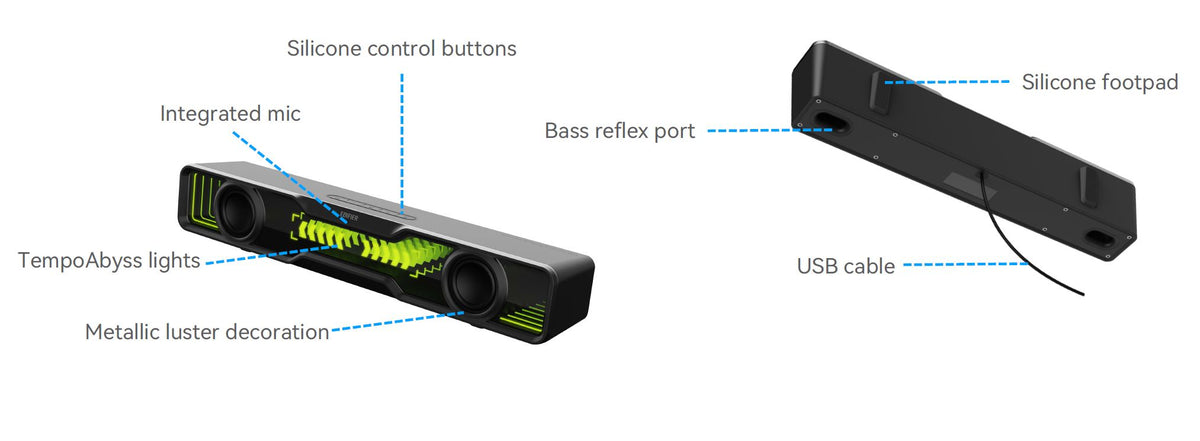 Edifier QS30 Black GTM Deck Version 03 Computer / Tabletop Bluetooth Speaker 2.5W*2 (RMS) total output power Dual 2" (52mm) full-range drivers - Image 2