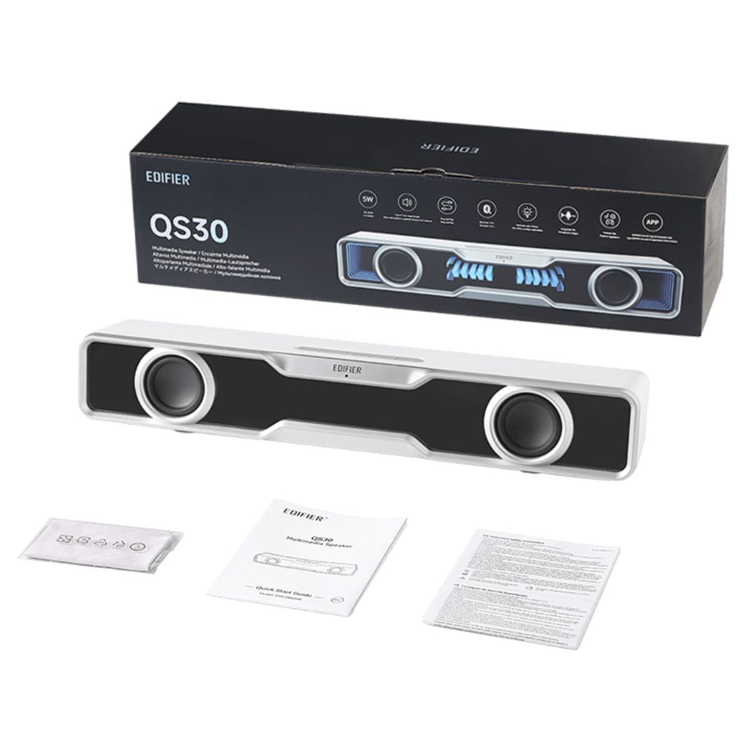 Edifier QS30 White GTM Deck Version 03 Computer / Tabletop Bluetooth Speaker 2.5W*2 (RMS) total output power Dual 2" (52mm) full-range drivers - Image 1