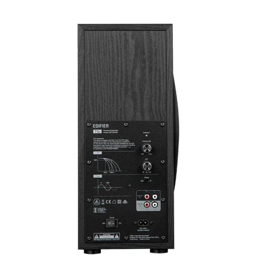 Edifier T5S-BLACK Powered Active Subwoofer Black 38Hz frequency response  MDF enclosure  Adjustable Bass and Frequency Bandwidth - Image 4
