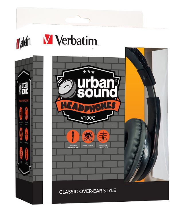 Verbatim Stereo Headphone 3.5mm - Black, Headphones Over-Ear Design, 1.2 Meter Cable Included, Great for Music on Smartphone, Laptop, Desktop - Image 3