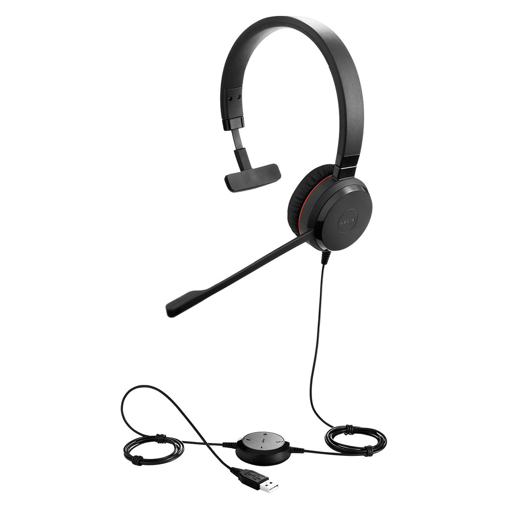 Jabra Evolve2 20SE MS Mono USB-A Headset, Plug-and-play, Noise-cancelling, Clearer Conversation, Manage Calls Easily, Leatherette Ear Cushions - Image 2