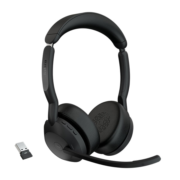 Jabra  Evolve2 55, USB C, Stereo, MS Teams, Active Noise Cancellation (ANC), Link 380 Bluetooth® Adapter ,30m Wireless Range, 18 Hours Battery Life