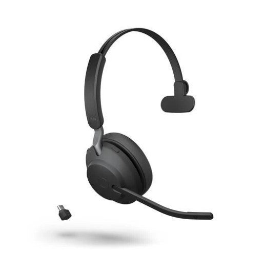 Jabra Evolve2 65 MS Mono Black Bluetooth Headset, Link 380 USB-C Passive Noise-cancelling, 2ys Warranty, 3-Microphone Call Technology, Up to 37 Hours - Image 2
