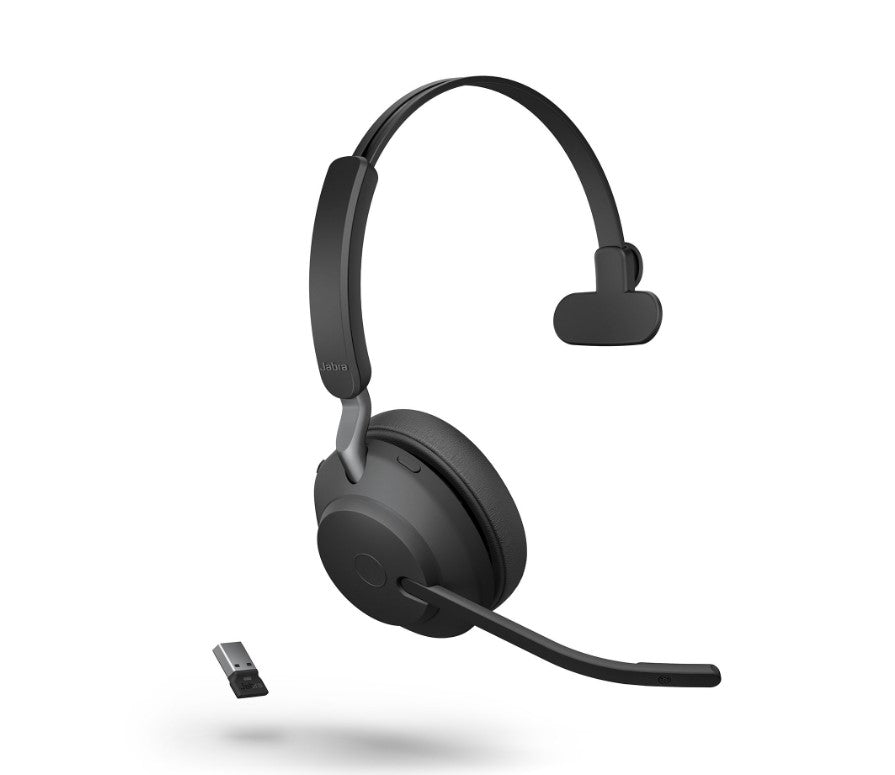 Jabra Evolve2 65 UC Mono Black Bluetooth Headset, Link 380 USB-A Passive Noise-cancelling, 2ys Warranty, 3-Microphone Call Technology, Busylight - Image 5