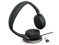 Jabra Evolve2 65 Flex UC Stereo Bluetooth Headset, Link380a USB-A Dongle & Wireless Charging Stand Included, Foldable Design, 2Yr Warranty, ANC - Image 1