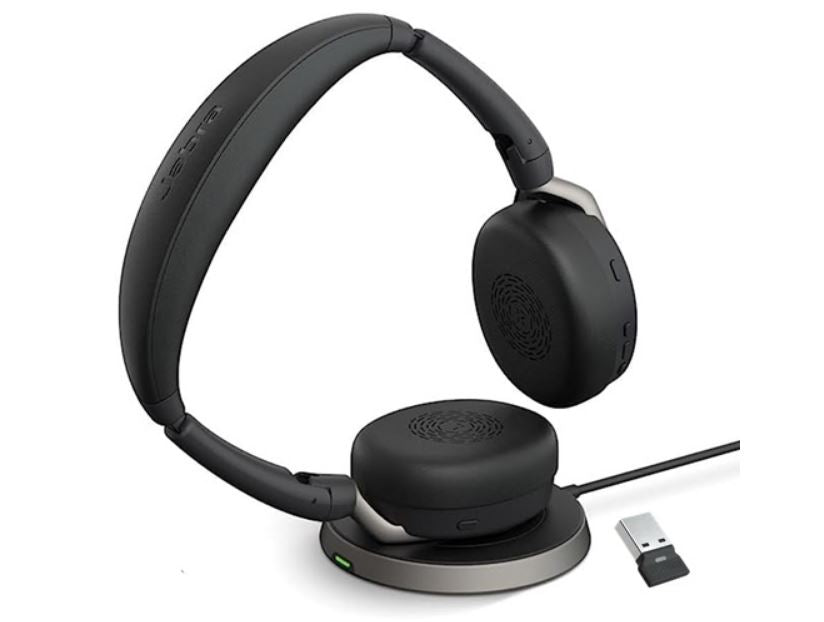 Jabra Evolve2 65 Flex UC Stereo Bluetooth Headset, Link380a USB-A Dongle & Wireless Charging Stand Included, Foldable Design, 2Yr Warranty, ANC - Image 5