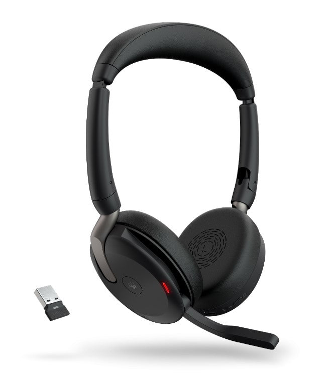 Jabra Evolve2 65 Flex UC Stereo Bluetooth Headset, Link380c USB-C Dongle & Wireless Charging Stand Included, Foldable Design, 2Yr Warranty, ANC - Image 2