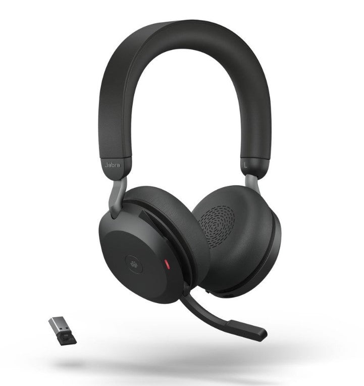 Jabra Evolve2 75 USB-A Link380a MS Stereo Black, 8-Mic Technology, 36 Hours Battery & Fast Charge, Dual-Foam Tech, Discreet Hide-Away Boom Arm - Image 2