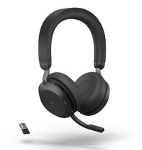Jabra Evolve2 75 USB-A Link380a MS Stereo Black, 8-Mic Technology, 36 Hours Battery & Fast Charge, Dual-Foam Tech, Discreet Hide-Away Boom Arm - Image 2