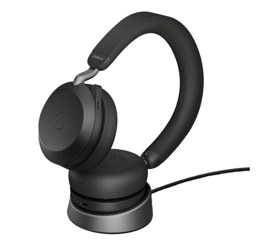 Jabra Evolve2 75 USB-C Link380c MS Stereo Stand Black, 8-Mic Technology, 36 Hours Battery & Fast Charge, Dual-Foam Tech, Discreet Hide-Away Boom Arm - Image 1