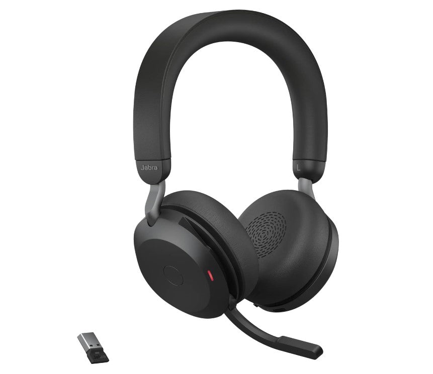 Jabra Evolve2 75 USB-C Link380a UC Stereo Black, 8-Mic Technology, 36 Hours Battery & Fast Charge, Dual-Foam Tech, Discreet Hide-Away Boom Arm - Image 1