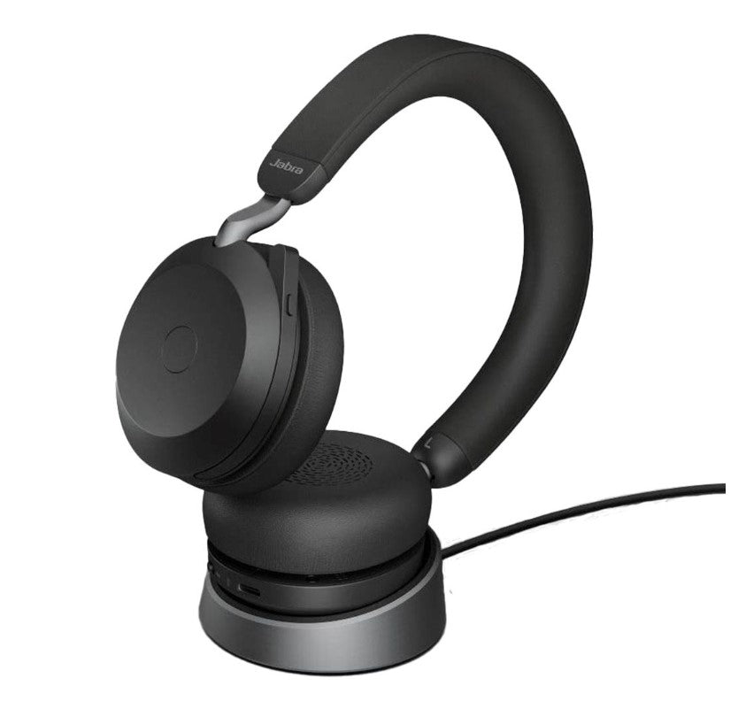 Jabra Evolve2 75 USB-C Link380a UC Stereo Stand Black, 8-Mic Technology, 36 Hours Battery & Fast Charge, Dual-Foam Tech, Discreet Hide-Away Boom Arm - Image 1