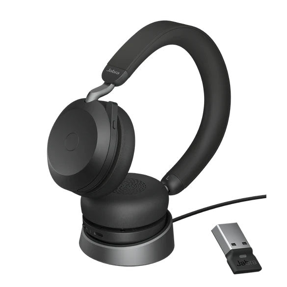 Jabra Evolve2 75 UC Bluetooth Headset, Includes Charging Stand & Link380a Dongle, 8-Mic Technology, 36 Hours Battery & Fast Charge, Dual-Foam Tech - Image 1