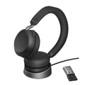 Jabra Evolve2 75 UC Bluetooth Headset, Includes Charging Stand & Link380a Dongle, 8-Mic Technology, 36 Hours Battery & Fast Charge, Dual-Foam Tech - Image 1