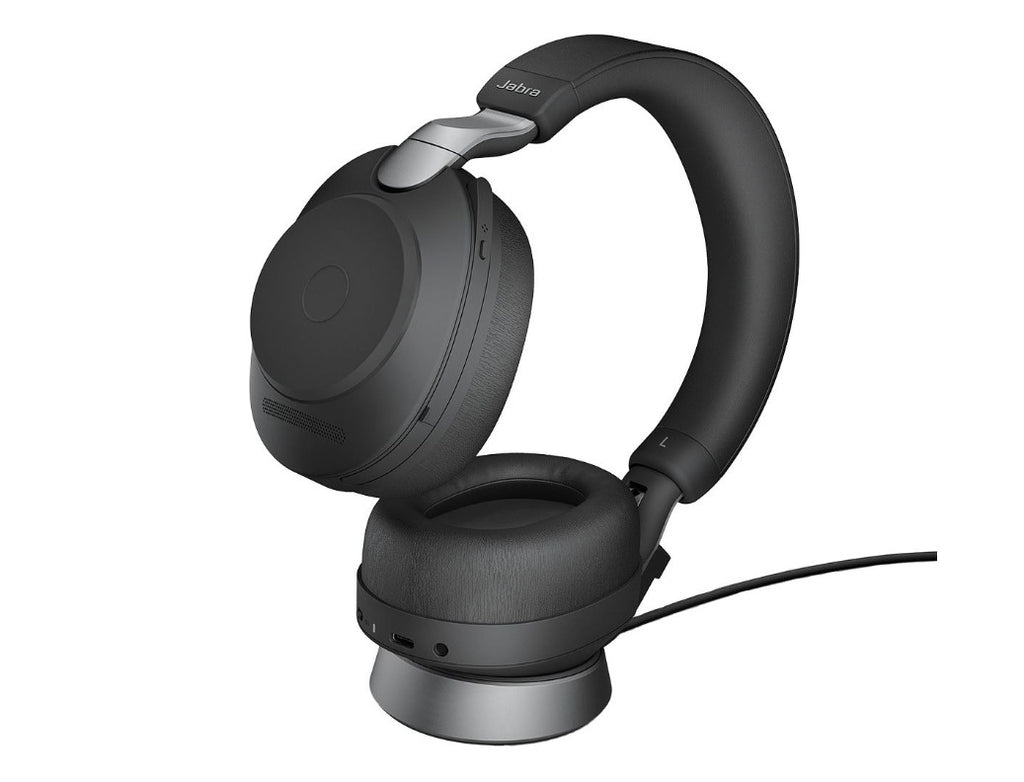 Jabra Evolve2 85 MS Stereo Black Link 380 USB-A and Charging Stand USB-A ANC Bluetooth Headset, 10-Microphone Technology, Digital Hybrid ANC - Image 1