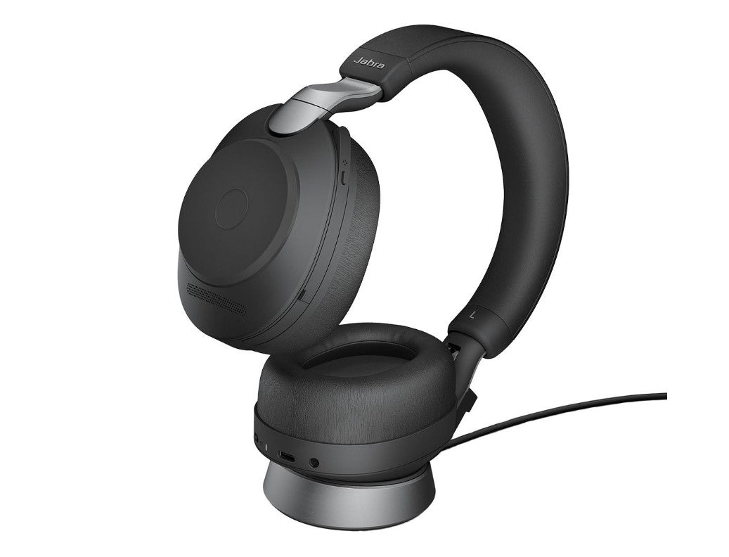Jabra Evolve2 85 MS Stereo Black Link 380 USB-A and Charging Stand USB-A ANC Bluetooth Headset, 10-Microphone Technology, Digital Hybrid ANC - Image 1