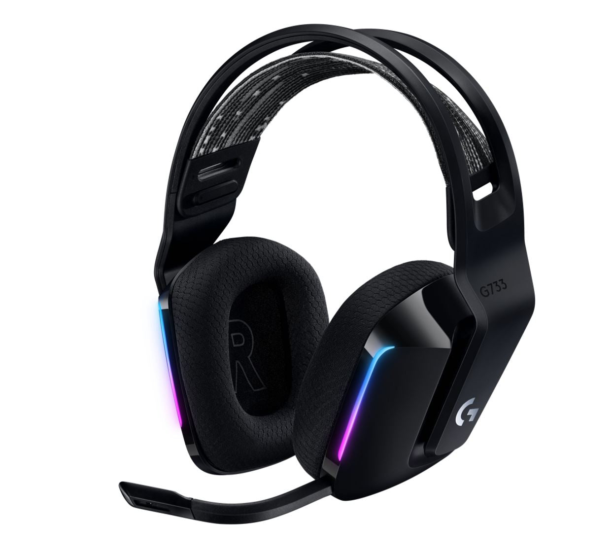 Logitech G733 Lightspeed Wireless RGB Gaming Headset Black USB Headphones Frequency Response: 20 Hz - Detchable Cardioid Unidirectional Microphone - Image 4