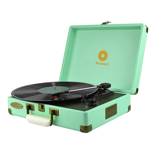 (LS)mbeat® Woodstock Retro Turntable Player TIIFFANY BLUE Speakers: Built in 2 speaker Interface: Headphone jack, RCA audio out Product Weight: 2.7 kg - Image 1