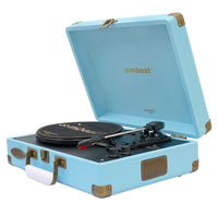 (LS)mbeat®  Woodstock 2 Sky Blue Retro Turntable Player with BT Receiver & Transmitter Built-in Bluetooth receiver eaturing 3 speed settings - Image 1