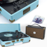 (LS)mbeat®  Woodstock 2 Sky Blue Retro Turntable Player with BT Receiver & Transmitter Built-in Bluetooth receiver eaturing 3 speed settings - Image 4
