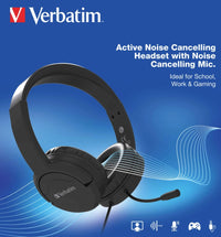 Verbatim Verbatim Multimedia Headset with ANC & Noise Cancelling Boom Mic - Black 66706 - Image 1