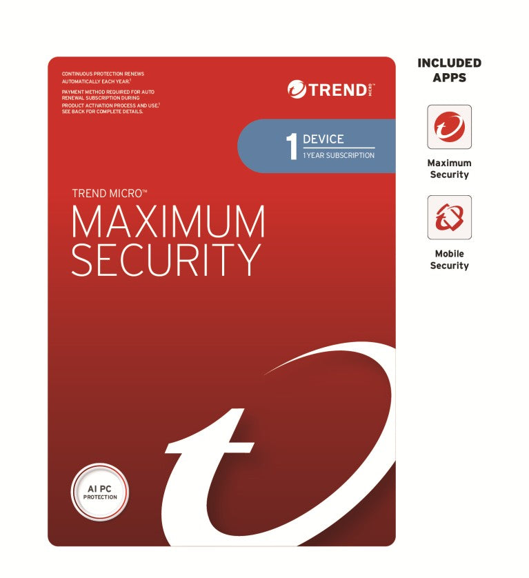 Trend Micro Maximum Security (1 Device) 1 Year Retail Mini Box Auto Renew - Image 1