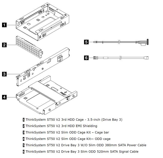 LENOVO ThinkSystem ST50 V2 3.5" Drive Bay 3 Cage + ODD Cage Kit - Image 2