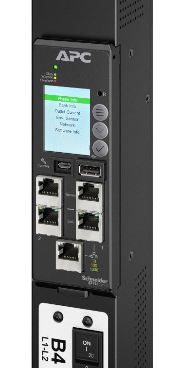APC NetShelter Rack PDU Advanced Gen 2, Metered, 3Phase, 22.1kW 400V 32A or 17.3kW 415V 30A, 530P6, 48 Outlet - Image 1