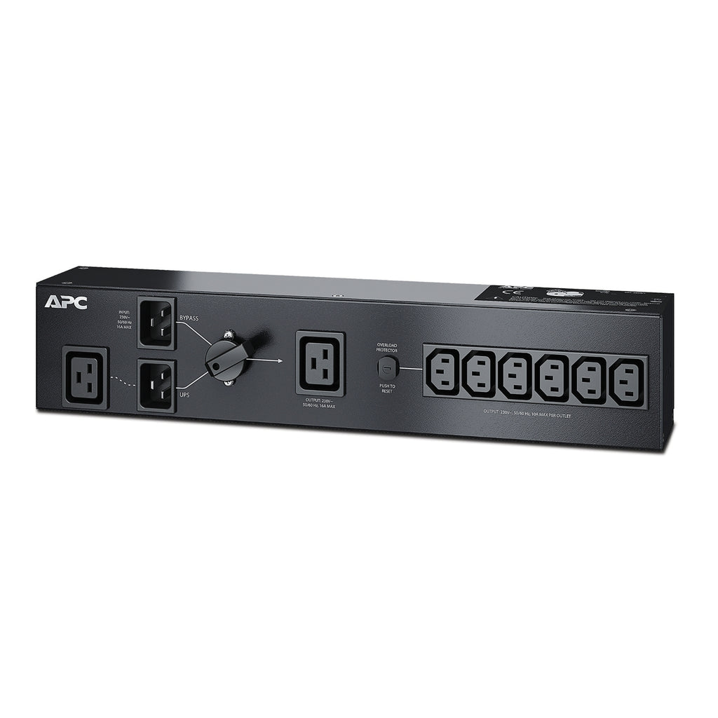 APC Service Bypass PDU, 2U, 3000VA Load Capacity, 230V/16A Input, 1x IEC C19 & 6x IEC C13 Outlets - Image 1