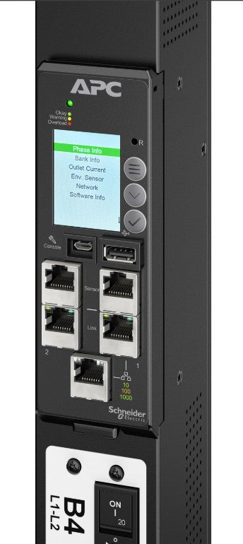 APC NetShelter Rack PDU Advanced Gen 2, Switched Metered Outlet, 3Phase, 22.1kW 400V 32A or 17.3kW 415V 30A, 530P6, 48 Outlet - Image 1