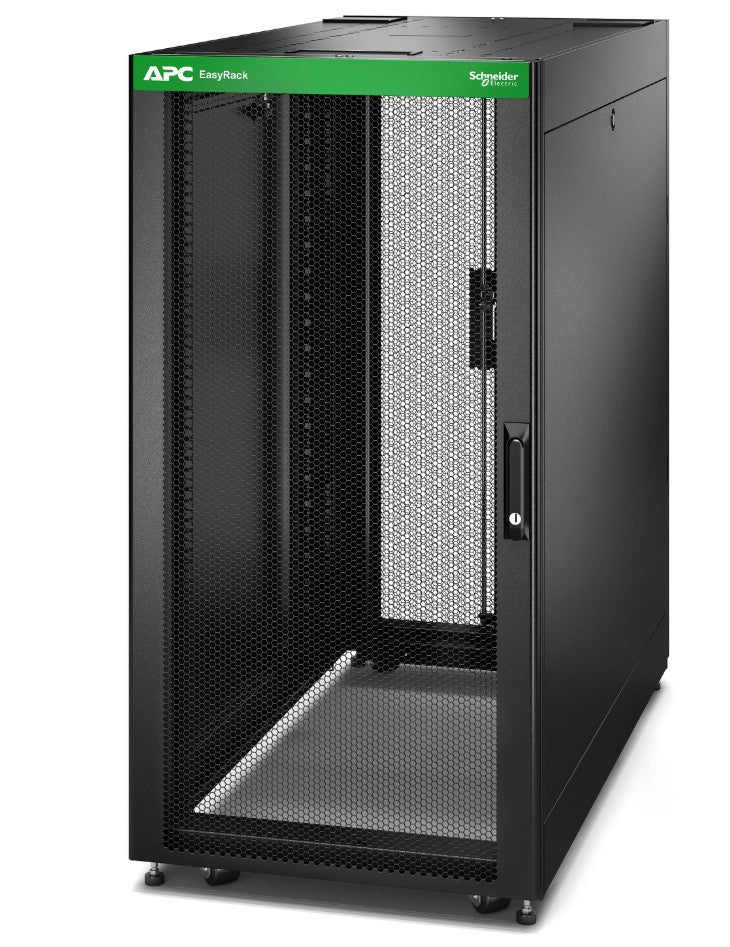 APC Easy Rack, 24U, Black, With Roof, Castors, Feet, 4 Brackets, and Side Panels, No Bottom, 1198H x 600W x 1000D mm - Image 1
