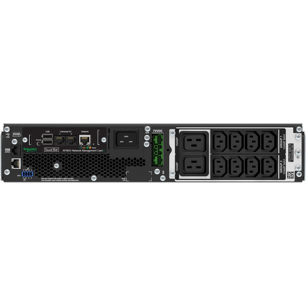 APC Smart-UPS 2200VA/1980W Online UPS, 2U Rackmount, 230V/16A Input, 2x IEC C19 & 8x IEC C13 Outlets, Lead Acid Battery, W/ Network Card, W/ Rail Kit - Image 2