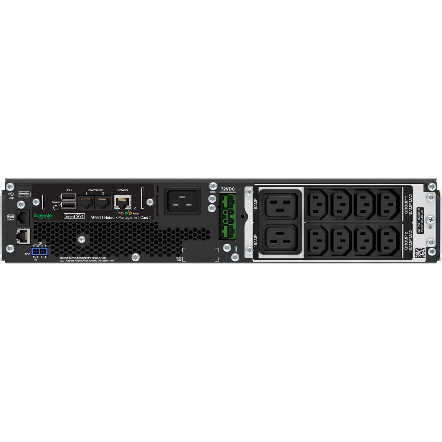 APC Smart-UPS 2200VA/1980W Online UPS, 2U Rackmount, 230V/16A Input, 2x IEC C19 & 8x IEC C13 Outlets, Lead Acid Battery, W/ Network Card, W/ Rail Kit - Image 2