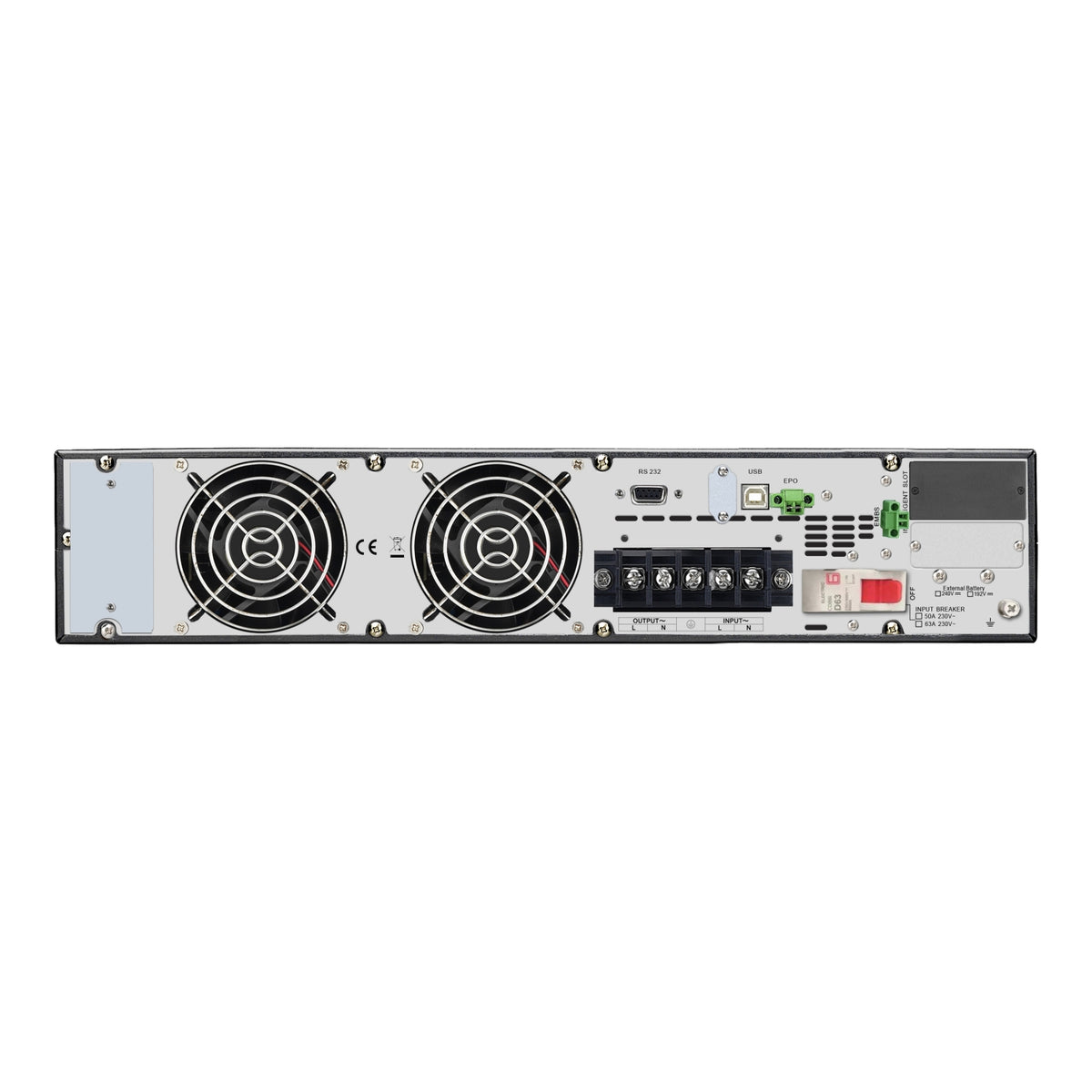 APC Easy UPS On-Line, 6kVA/6kW, Rackmount 2U, 230V, 1x Hard wire 3-wire(1P+N+E) outlet, Intelligent Slot, Extended runtime, No battery, W/O rail kit - Image 3